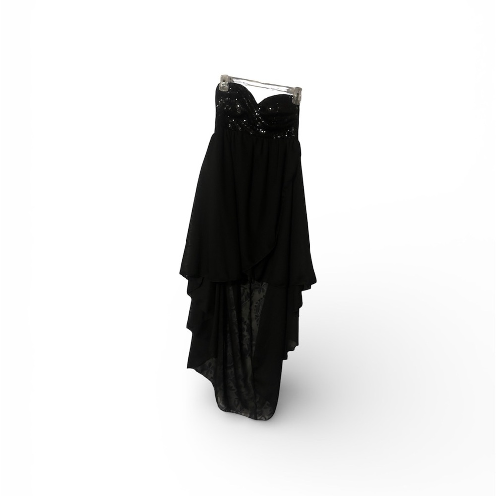 Speechless Black Strapless High Low Dress Sequins